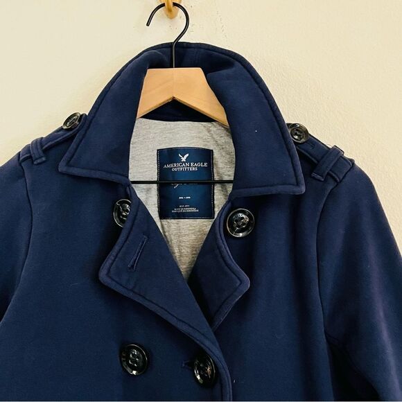 AMERICAN EAGLE Women's Dark Blue Button Front Coat Size Medium - Picture 5 of 7
